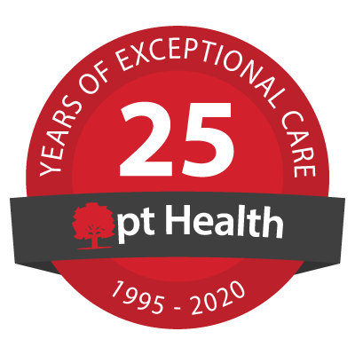 pt Health 25 year anniversary badge